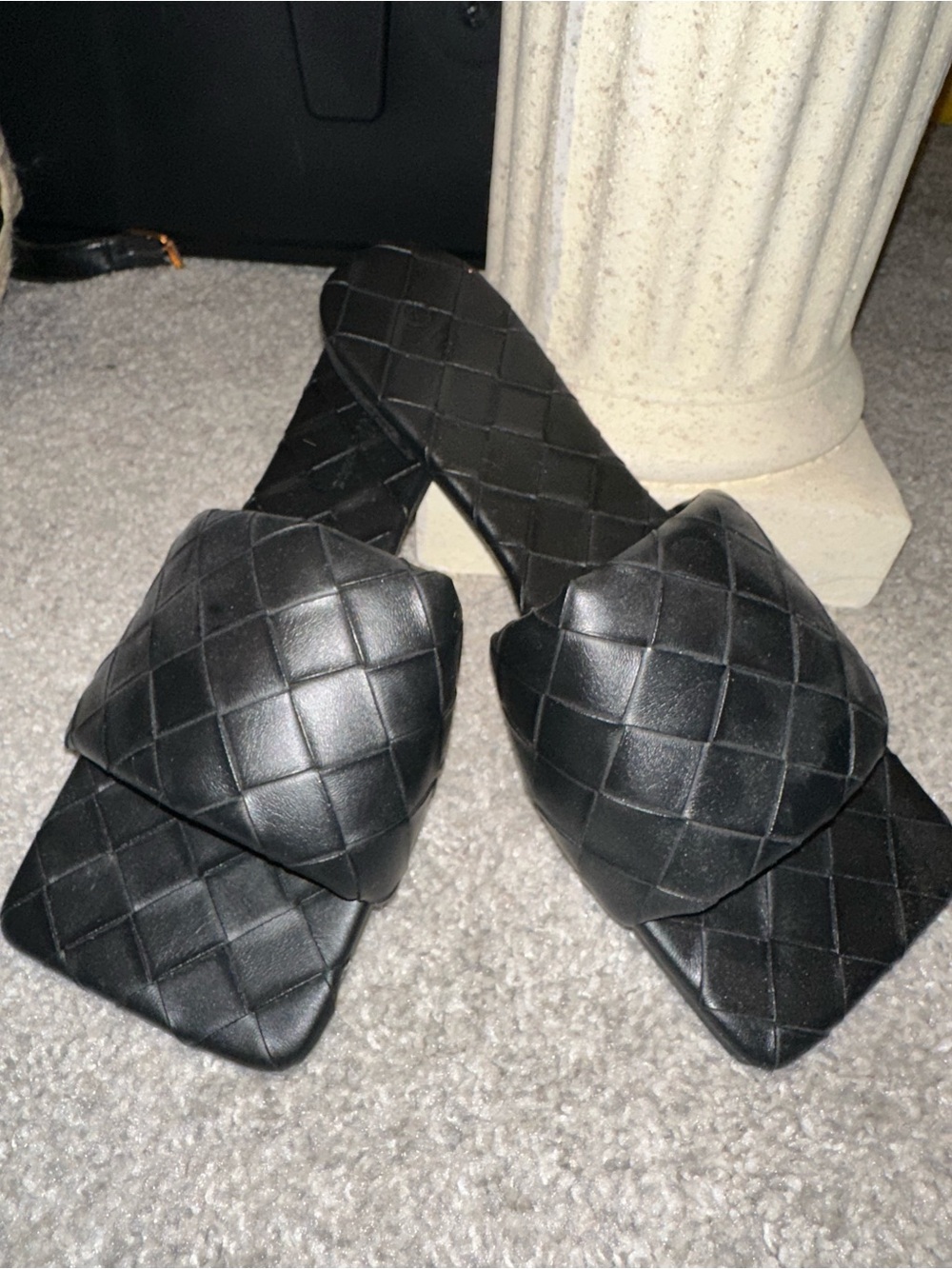 Black Quilted Slide Sandals - Men Accessories